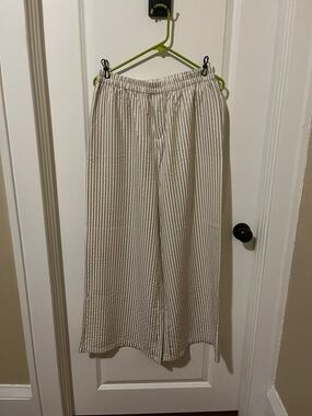 Brown and White Striped Lounge Pants